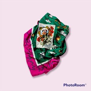 Karl Lagerfeld silk “Lucky Charms” scarf.